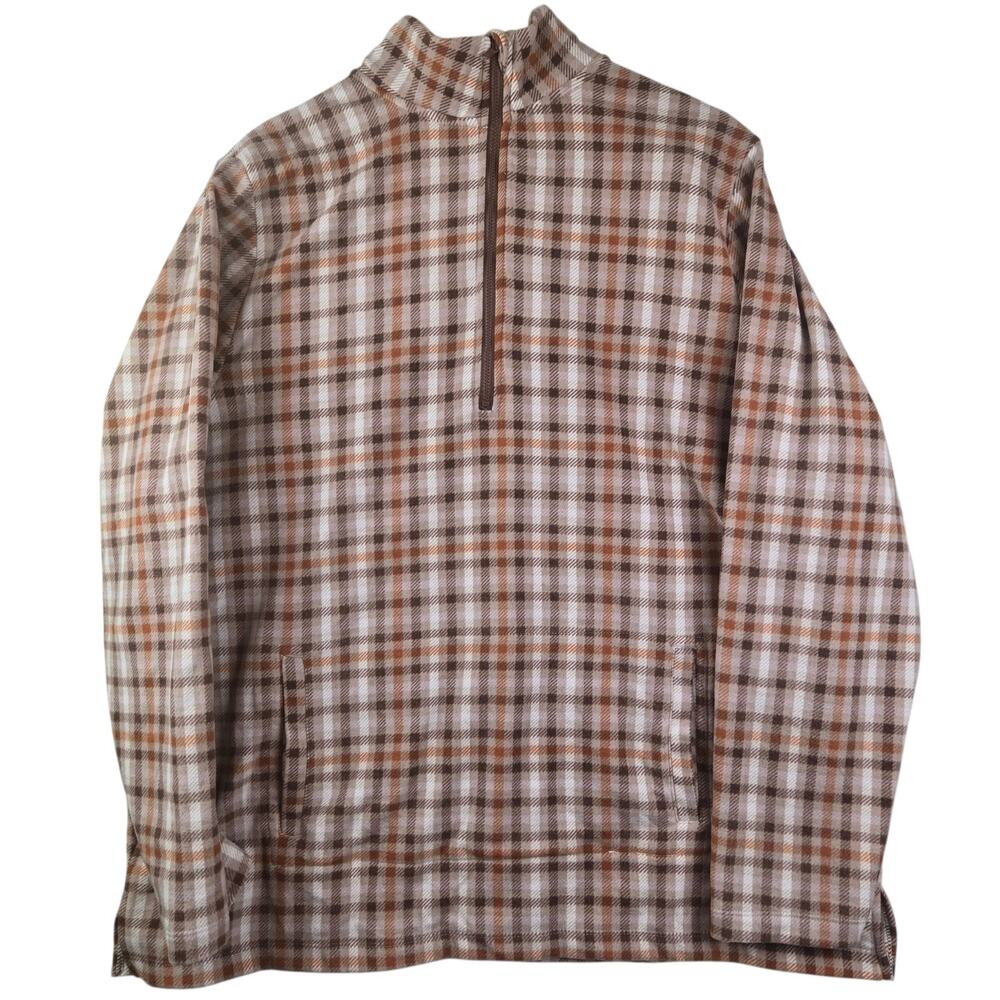 Cuddl Duds‎ Women's Top Sz 1X Flannel Fleece Mock Neck Pullover Brown
